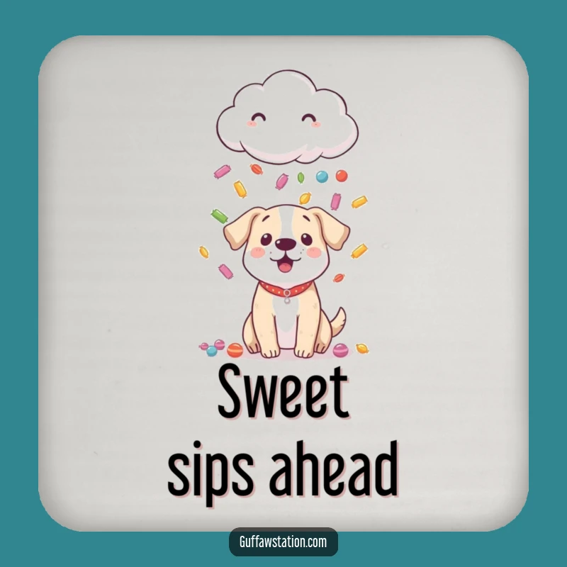 Funny Shy Cloud Dog Drink Coaster: Protect Surfaces with Sweet Art