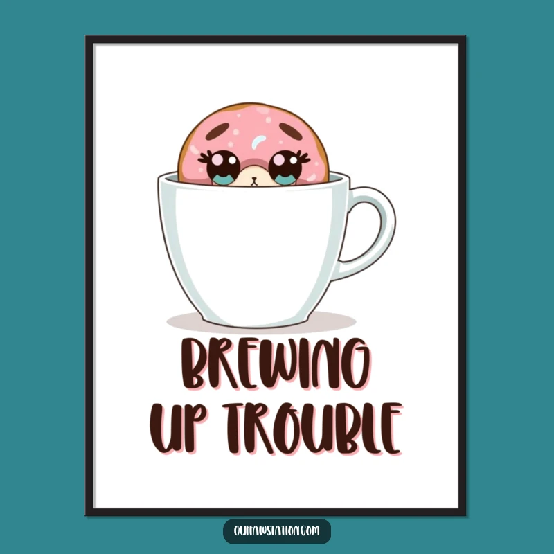 Funny Donut Surprise Poster - Whimsical Wall Art Coffee Gift!