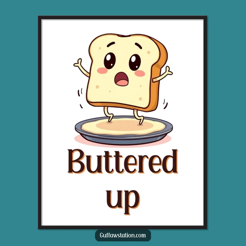 Funny Toast Hops Poster: Surprised Cartoon Character Art For A Humorous Gift