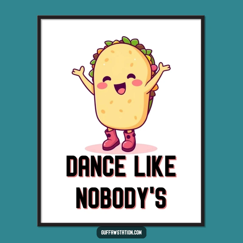 Funny Taco Dance Poster: Happy Cartoon Character Art For A Humorous Fiesta Gift