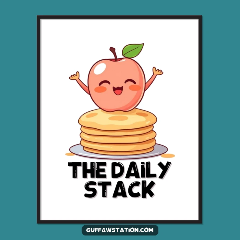 Funny Apple Pancakes Poster - Whimsical Wall Art for Food Lovers, The Ultimate Funny Gift