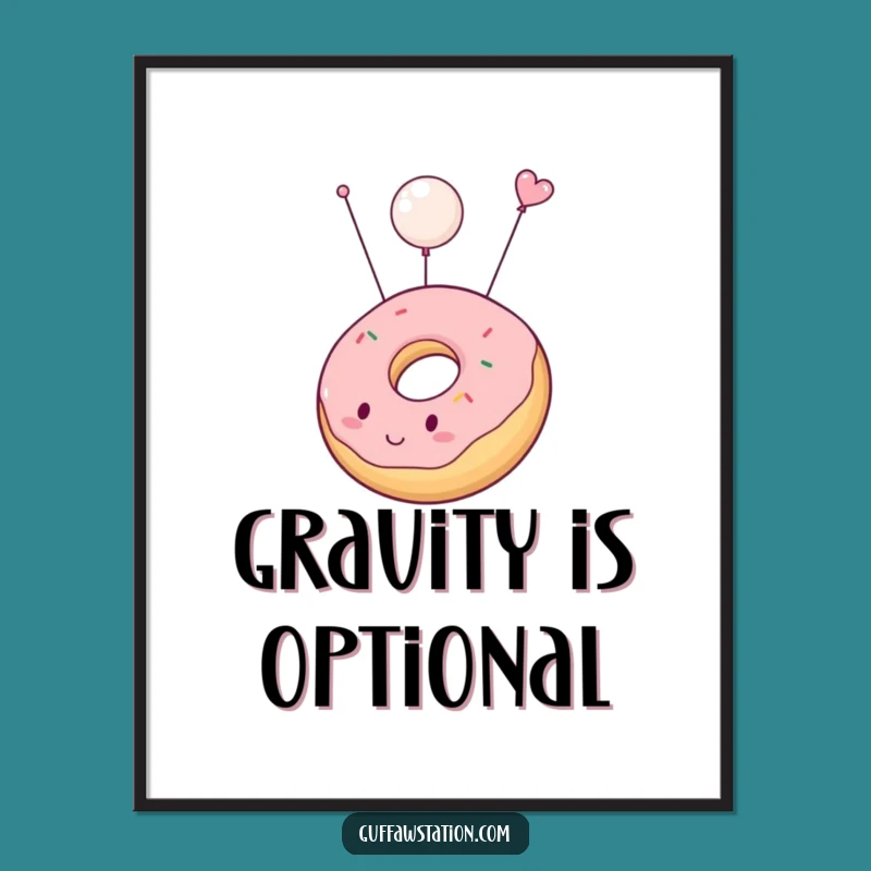 Funny Floating Donut Poster: Sweet Wall Art for a Whimsical Touch