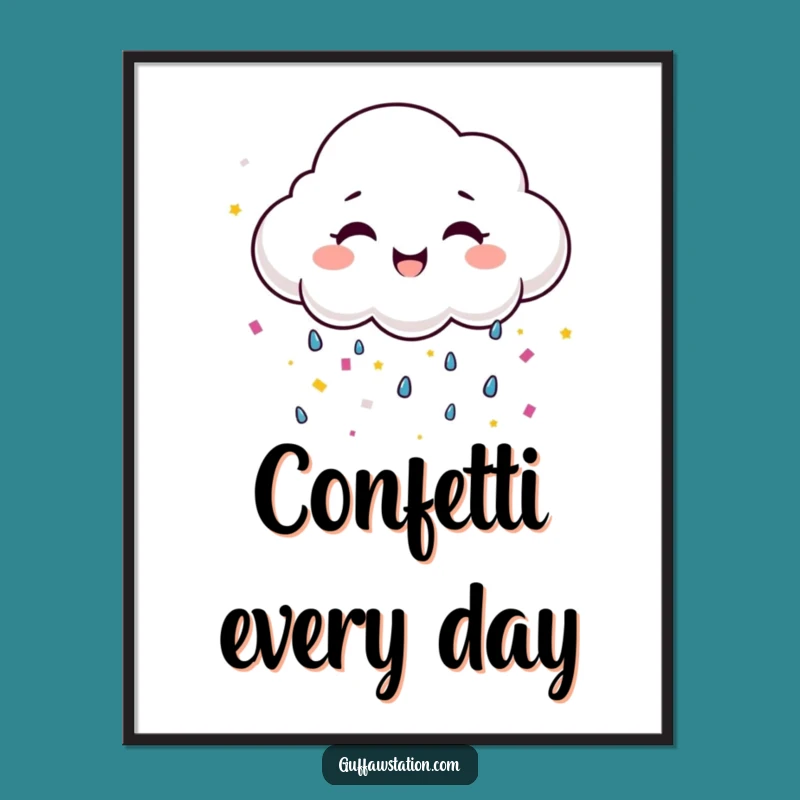 Funny Happy Cloud Confetti Poster - Joyful Wall Art Decor!