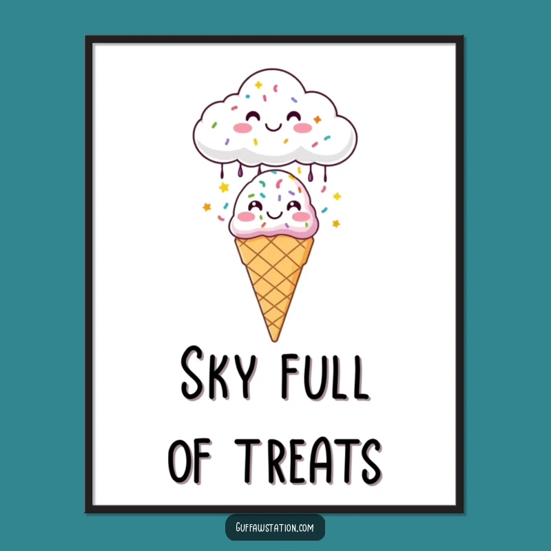 Funny Sprinkle Cloud Ice Cream Poster: Joyful Wall Art - Unique Funny Gift Idea!