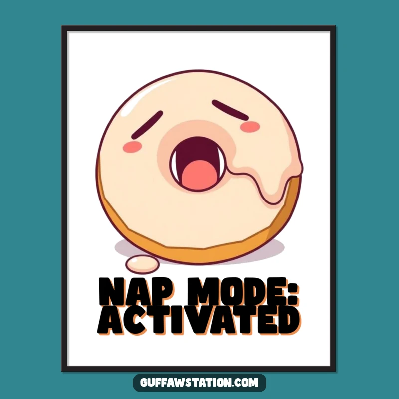Funny Sleepy Donut Poster - Cozy Wall Art & Hilarious Gift Idea