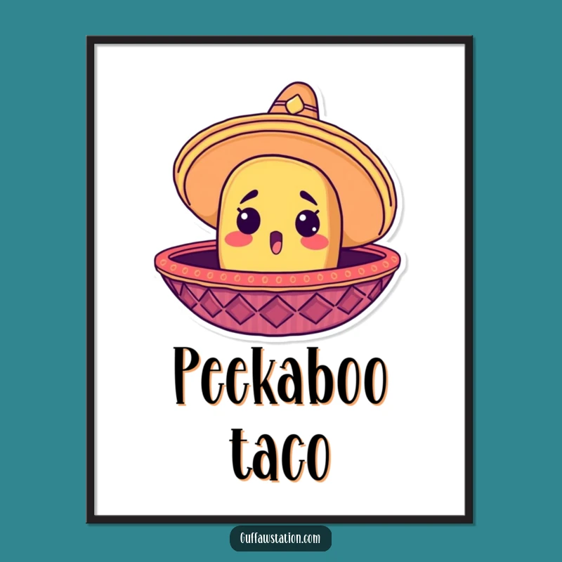 Funny Taco Sombrero Poster: Surprised Fiesta Art, Festive Wall Decor Gift!
