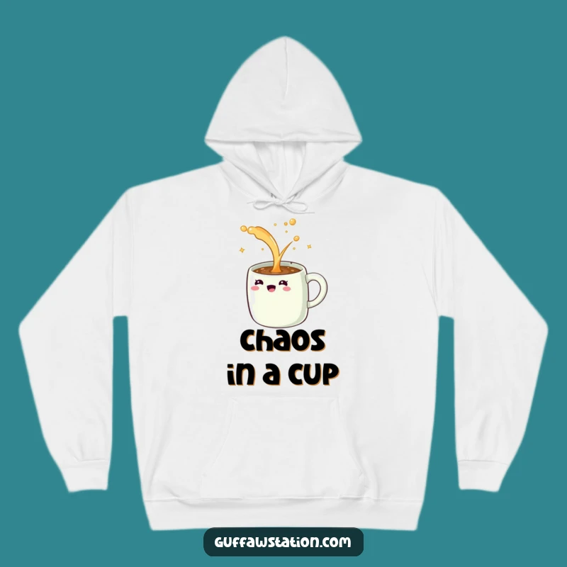 Funny Giggling Mug Hoodie: Cozy Up with This Hilarious Overflowing Coffee Design