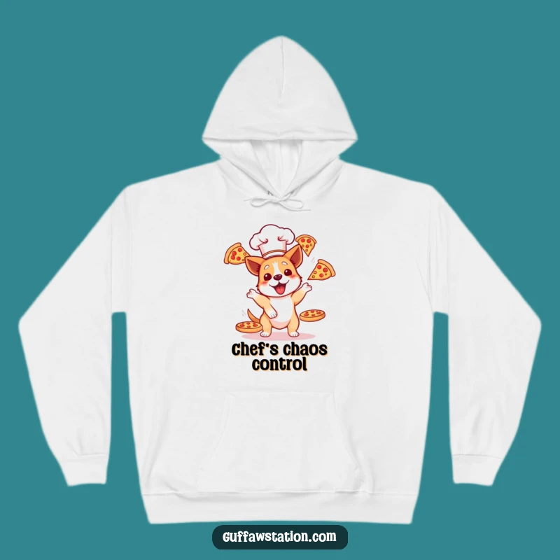 Funny Dog Chef Pizza Juggling Hoodie - Cozy and Hilarious Dog Lover Gift