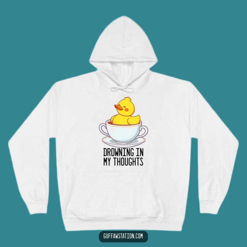 Funny Confused Rubber Duck Hoodie - Cozy & Hilarious Tea Time Wear!