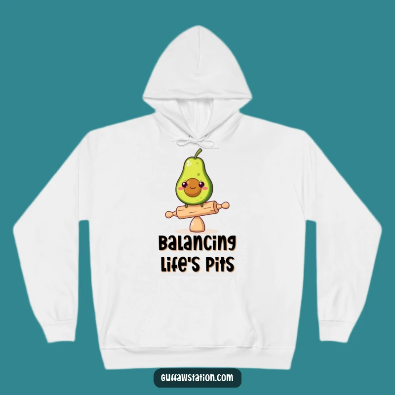 Funny Avocado Balance Hoodie: Stay Cozy While Embracing the Struggle Humorous Style