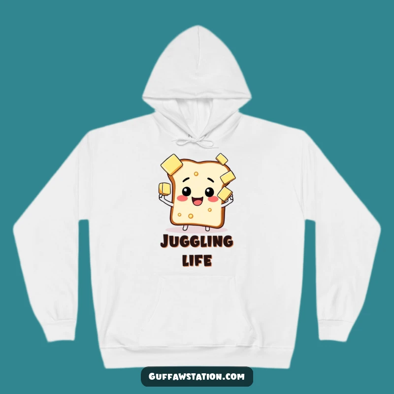 Funny Juggling Toast Butter Hoodie - Cozy Breakfast Humor Gift
