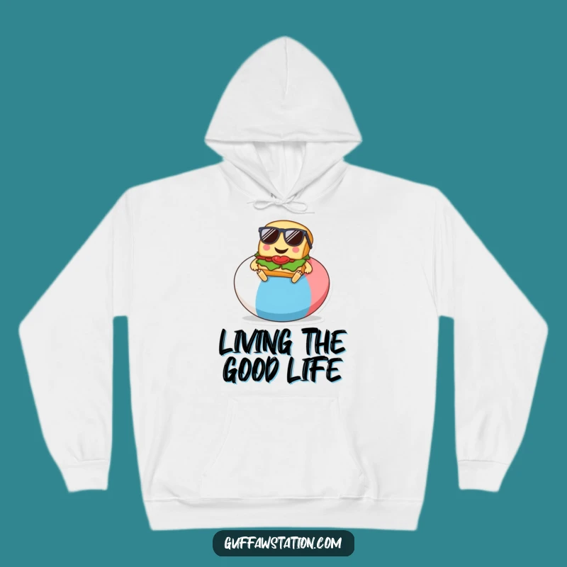 Funny Sandwich Beach Hoodie, Cozy Cartoon Relaxation, Ultimate Funny Gift