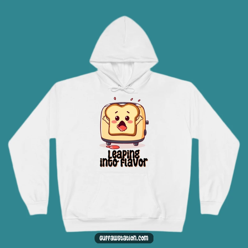 Funny Toast Leaping Hoodie - Cozy Breakfast Drama with Jam Splatter Gift