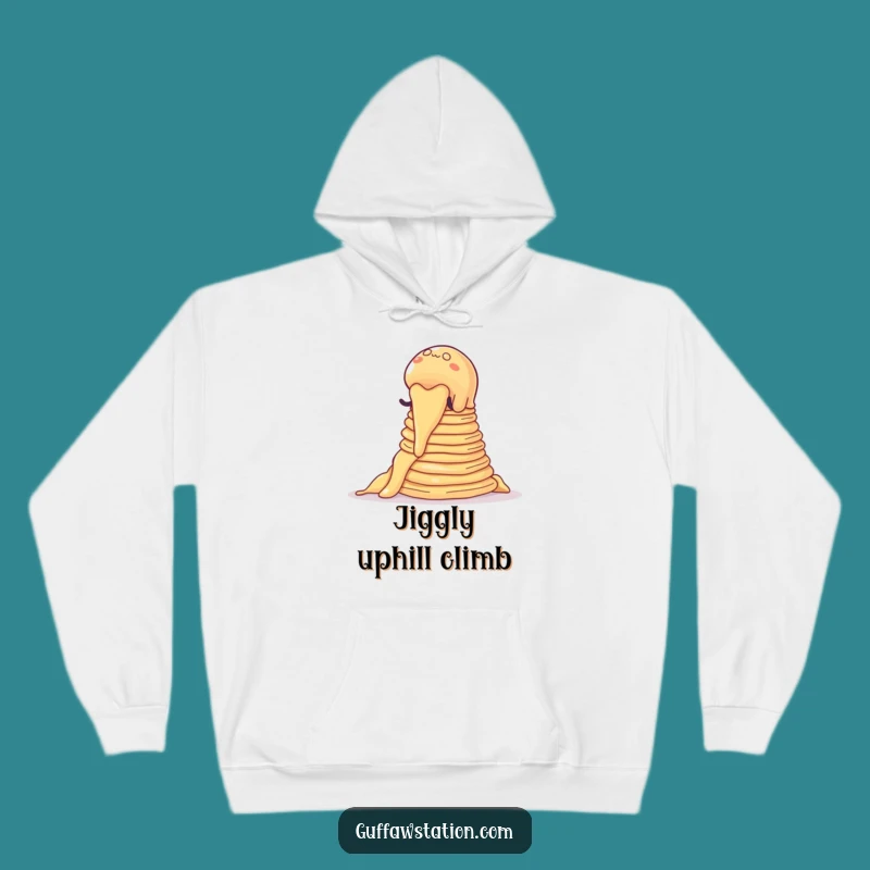 Funny Jelly Pancake Climb Hoodie, Cozy Cartoon Comfort, Ultimate Funny Gift