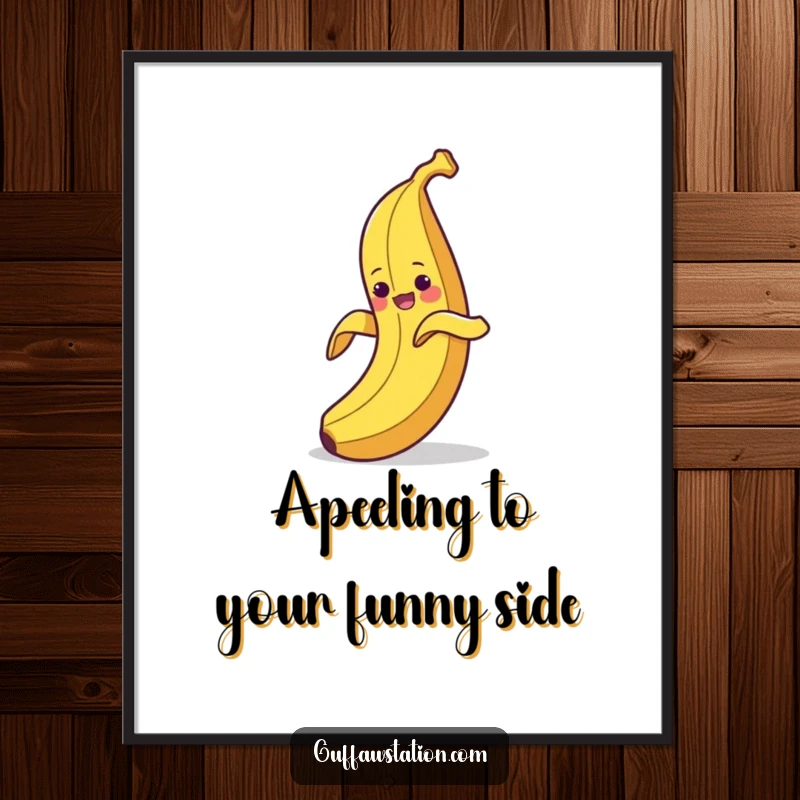 Funny Free Printable Wall Art: A clumsy banana peeling itself and slipping on its own peel, pure comedy art.