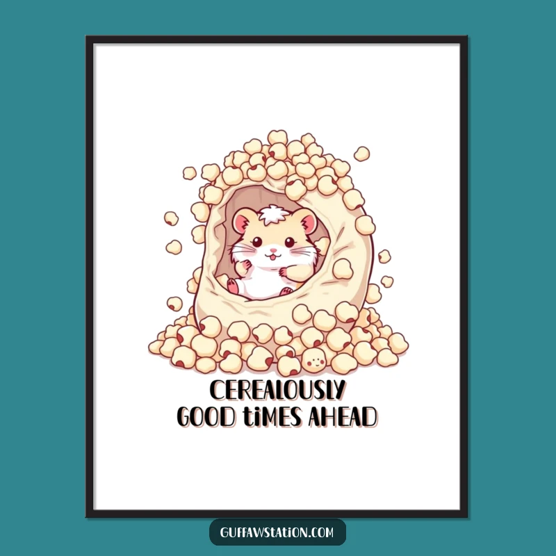 Free Printable Wall Art: Hamster Cereal Bowl Funny Downloadable Art Gift