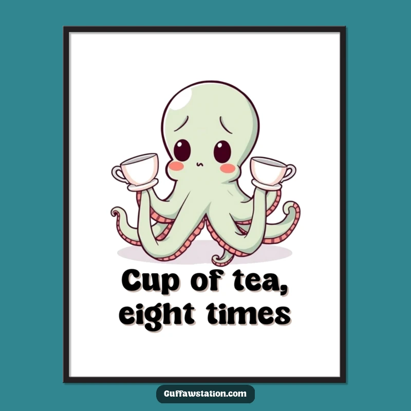 Free Printable Octopus Teacup Art - Funny Downloadable Wall Decor for Quirky Spaces