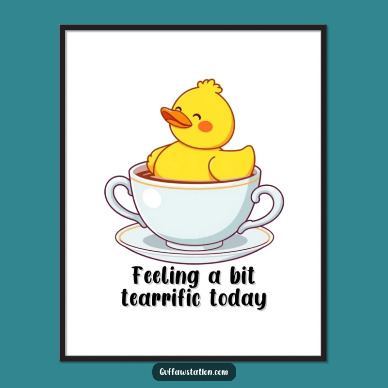 Free Printable Wall Art: Confused Rubber Duck Teacup Humorous Downloadable Home Decor Gift