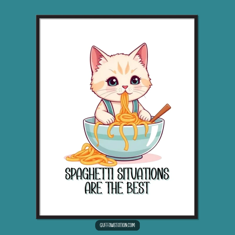 Funny Free Printable Wall Art: Cat Spilling Spaghetti Decor