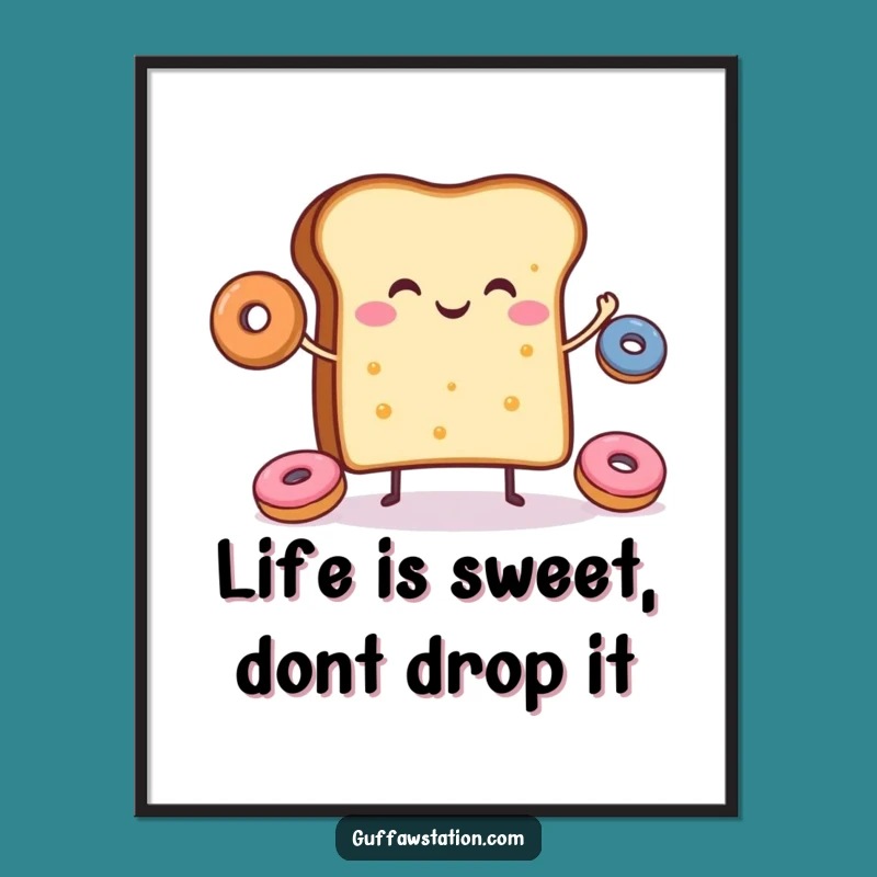 Funny Free Printable Wall Art: Cheerful Toast Juggling Donuts, Whimsical Decor
