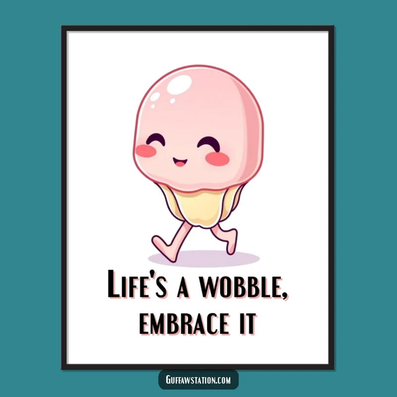 Funny Free Printable Wall Art: Wobbly Jelly Walking - Hilarious Downloadable Decor Gift