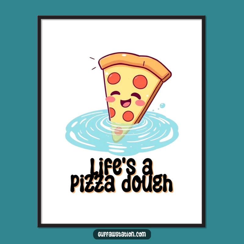 Funny Free Printable Wall Art: Pizza Pool Plunge, Quirky Downloadable Decor