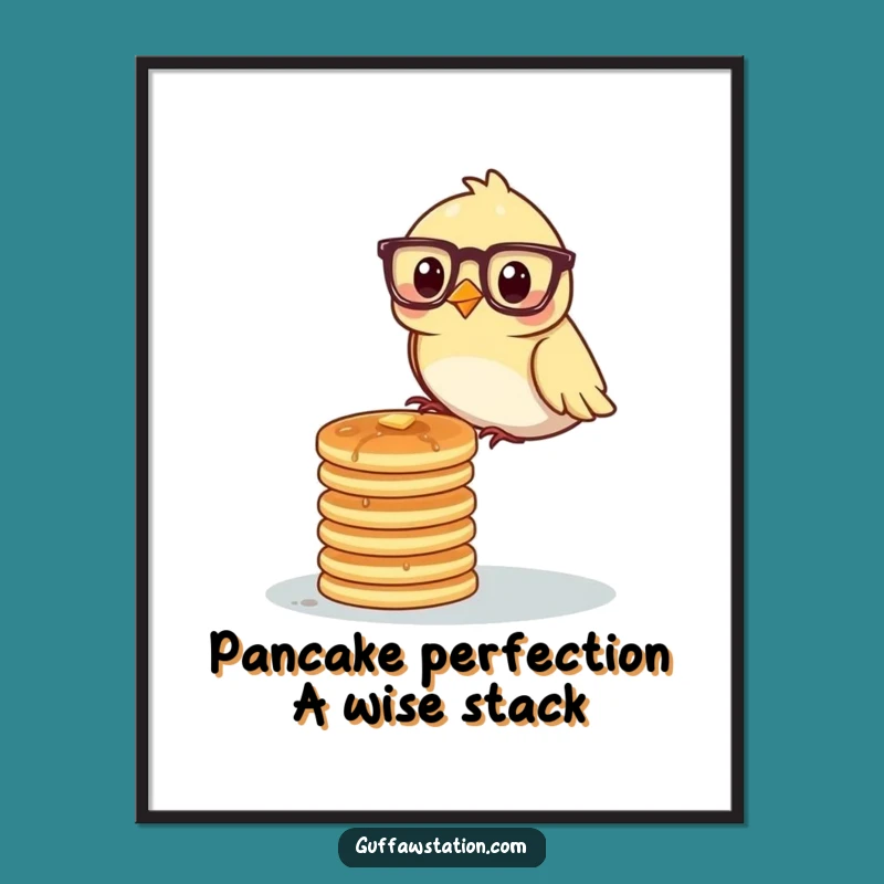 Free Printable Wall Art: Bird Stacking Pancakes Funny Downloadable Art Gift