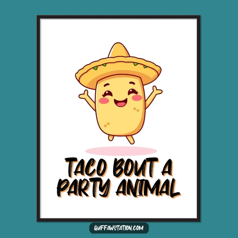 Funny Free Printable Wall Art: Dancing Taco Fiesta Downloadable Decor