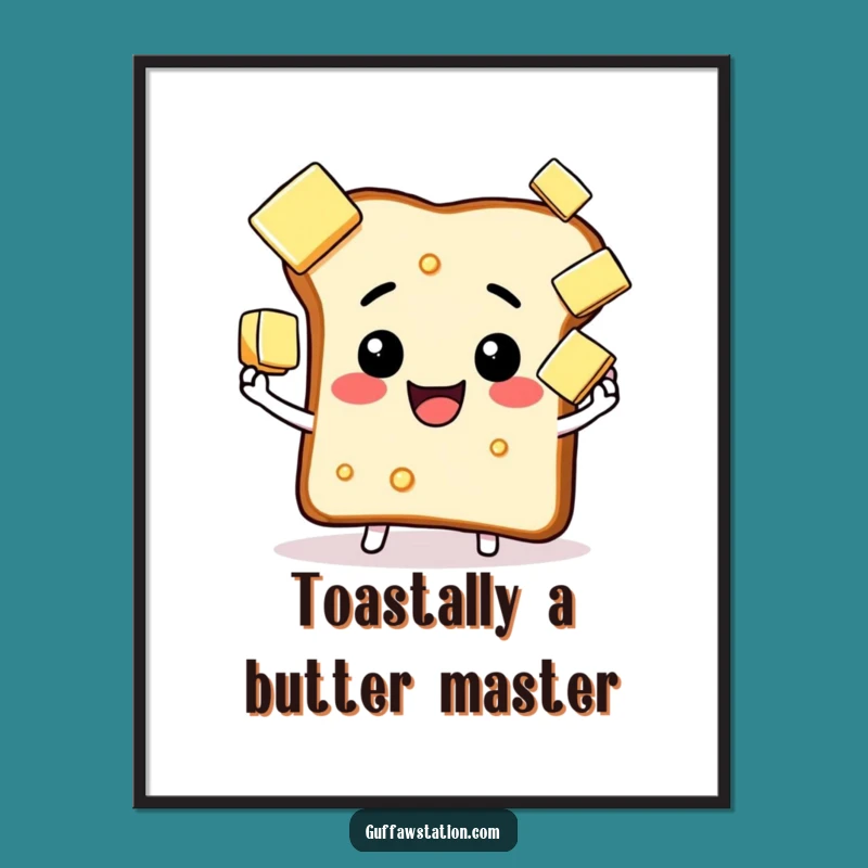 Free Printable Wall Art: Toast Juggling Butter Humorous Downloadable Decor Gift