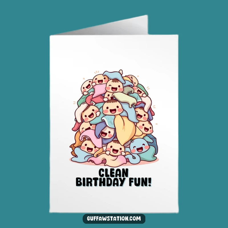 Free Printable Bday Card: Laundry Pile Faces, Hilarious Downloadable Gift for a Fun Celebration!