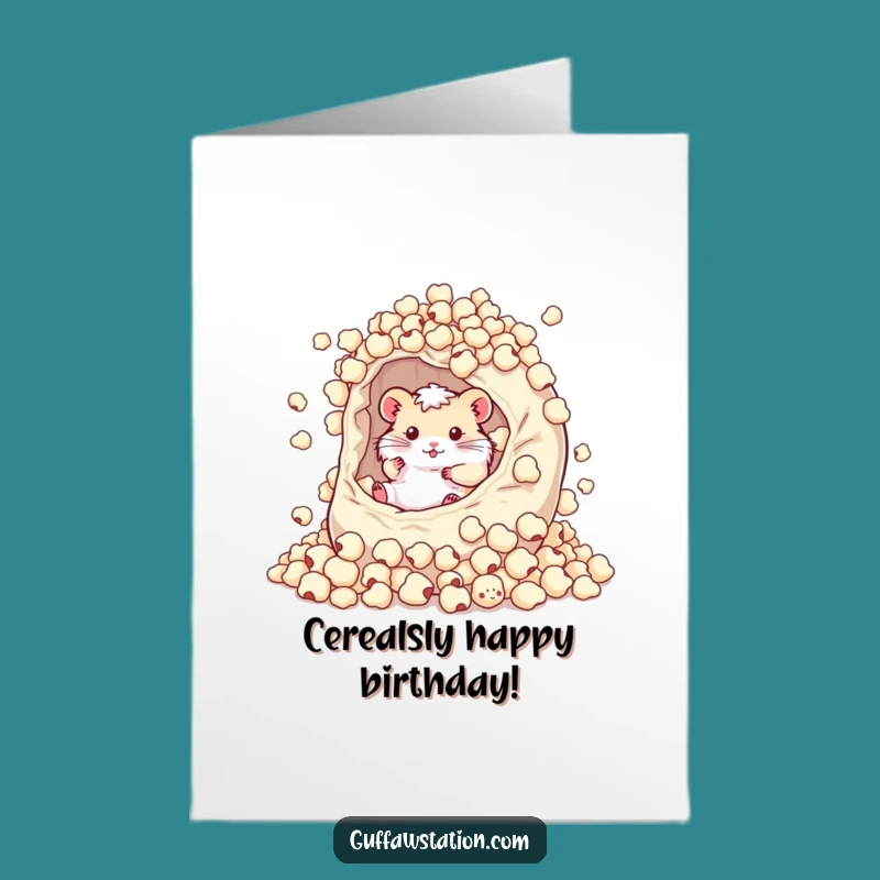 Free Printable Birthday Card: Hamster Cereal Bowl Funny Downloadable Gift
