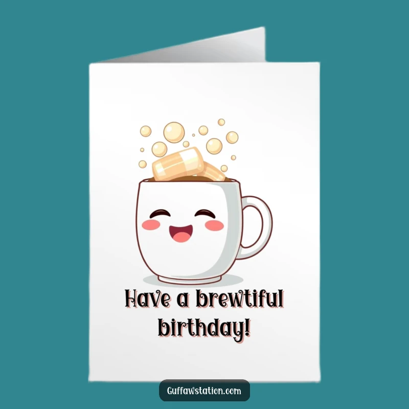 Free Printable Coffee Mug Birthday Card: Laughter Overflow Humorous Downloadable