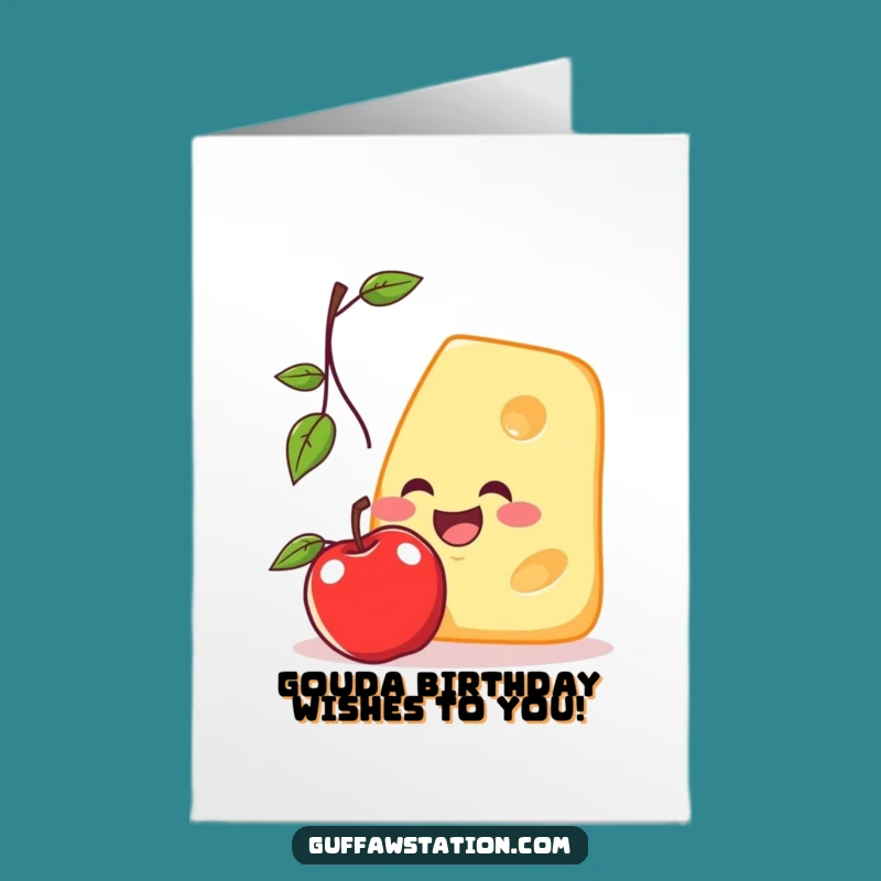 Free Printable Birthday Card: Funny Cheese & Apple Downloadable Gift