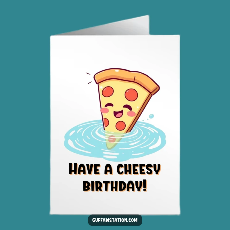 Funny Free Printable Birthday Card: Pizza Pool Plunge, Humorous Downloadable Gift