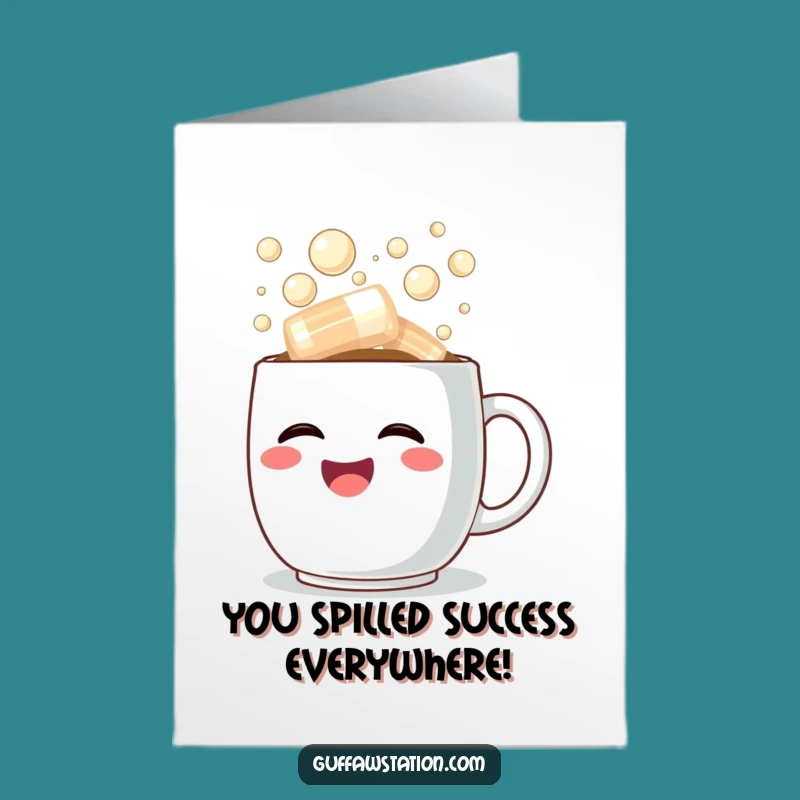 Free Printable Coffee Mug Congrats Card: Laughter Overflow Humorous Downloadable