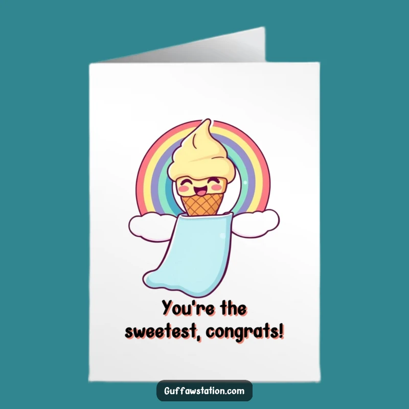 Free Printable Congrats Card: Rainbow Ice Cream, Humorous Downloadable, Perfect DIY Gift
