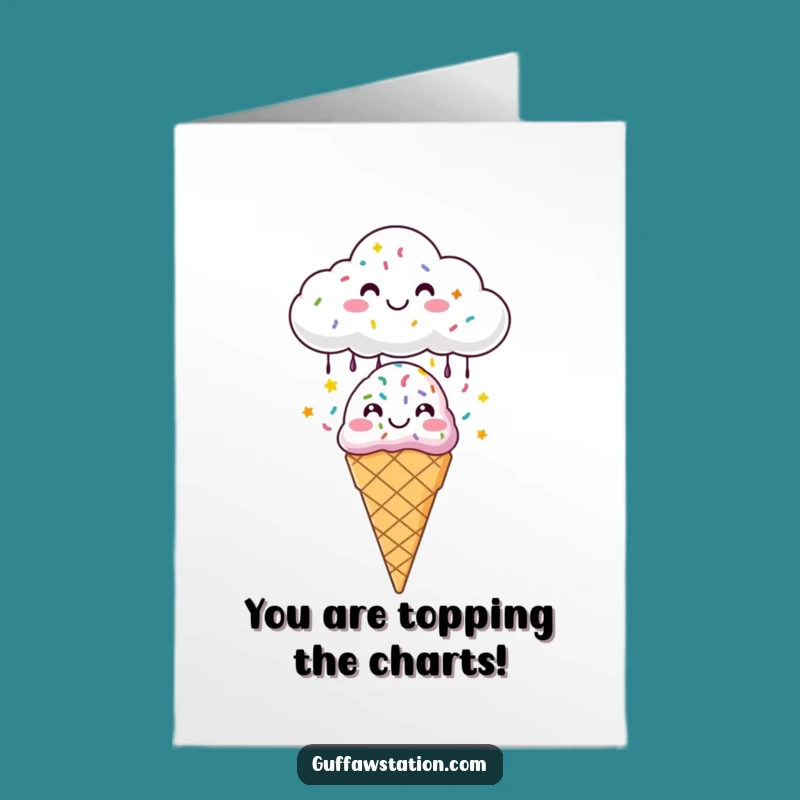 Free Printable Congrats Card: Sprinkle Success! Funny Cloud & Ice Cream Downloadable DIY.