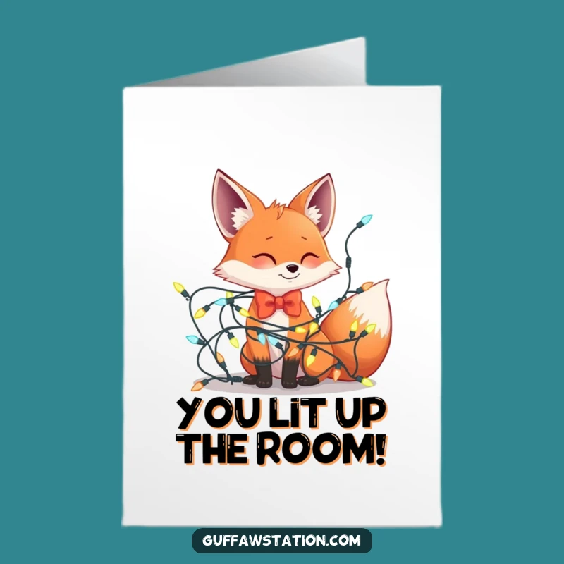 Free Printable Hilarious Congrats Card: Fox Lights Tangle Downloadable Success Greeting