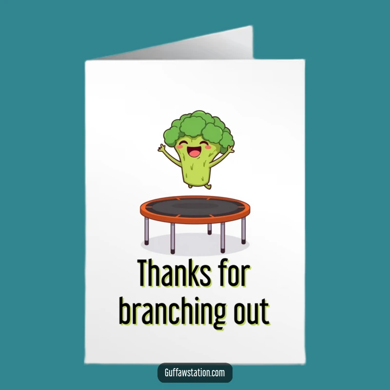 Free Printable Broccoli Thank You Card: Giggling Jump Humorous Downloadable