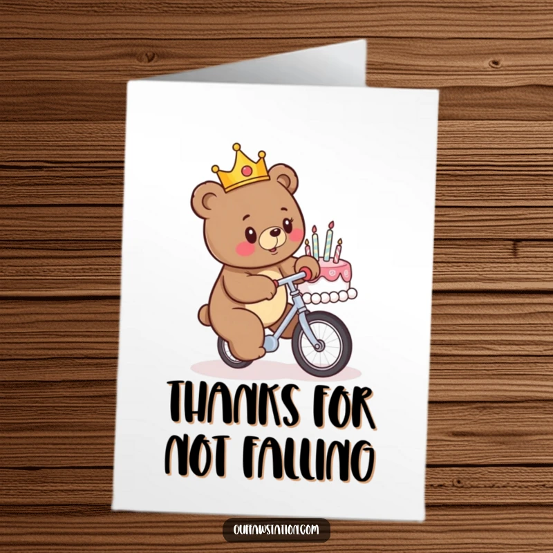 Funny Free Printable Thank You Card: A mouse chef hilariously struggles with a giant pancake.