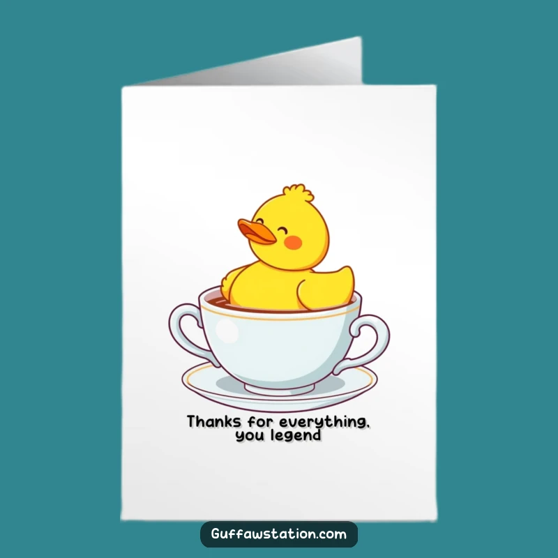 Free Printable Duck Thank You Card: Confused Bobbing Rubber Duck Teacup Downloadable Gift