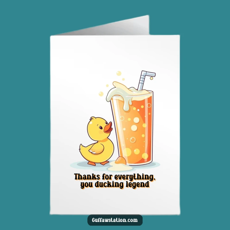 Quirky Free Printable Thank You Card: Duck Sips Soda, Downloadable Gratitude