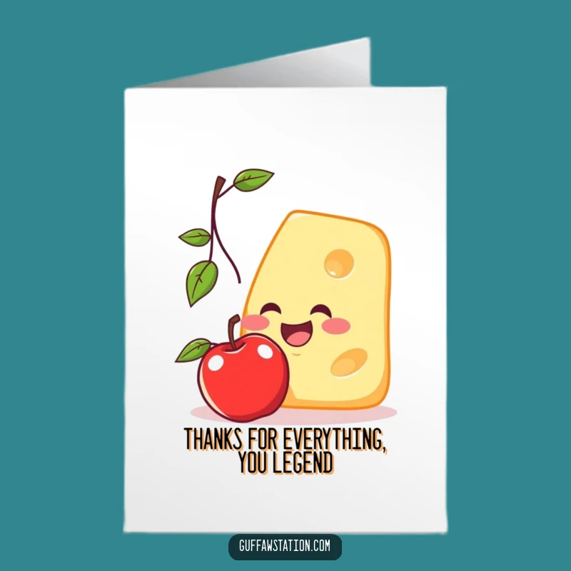 Free Printable Thank You Card: Humorous Cheese & Apple Design