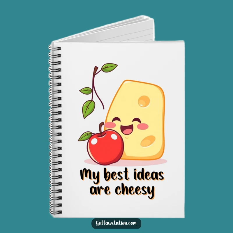 Funny Cheese Catching Apple Notebook - Journal Cartoon Pages & Funny Gift