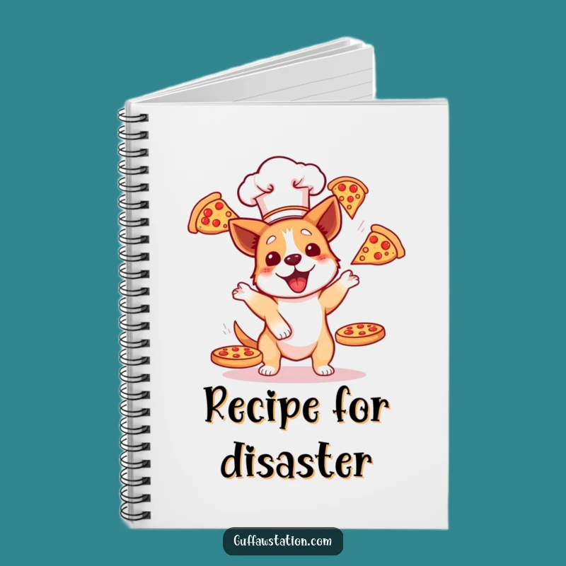 Funny Dog Chef Pizza Juggling Notebook - Hilarious Journal for Ideas and Notes