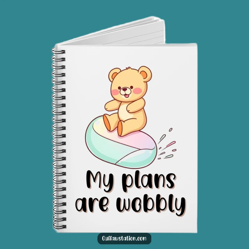 Funny Jelly Bean Surfing Teddy Bear Notebook - Journal Cartoon Pages & Funny Gift