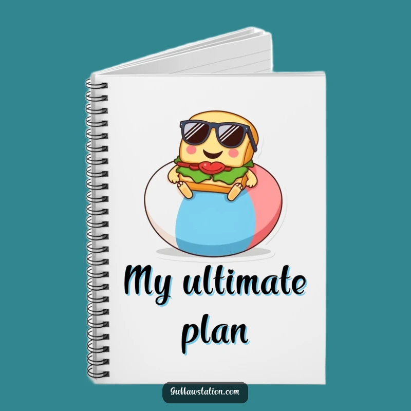 Funny Sandwich Beach Notebook, Cartoon Diary, Relaxed Funny Gift