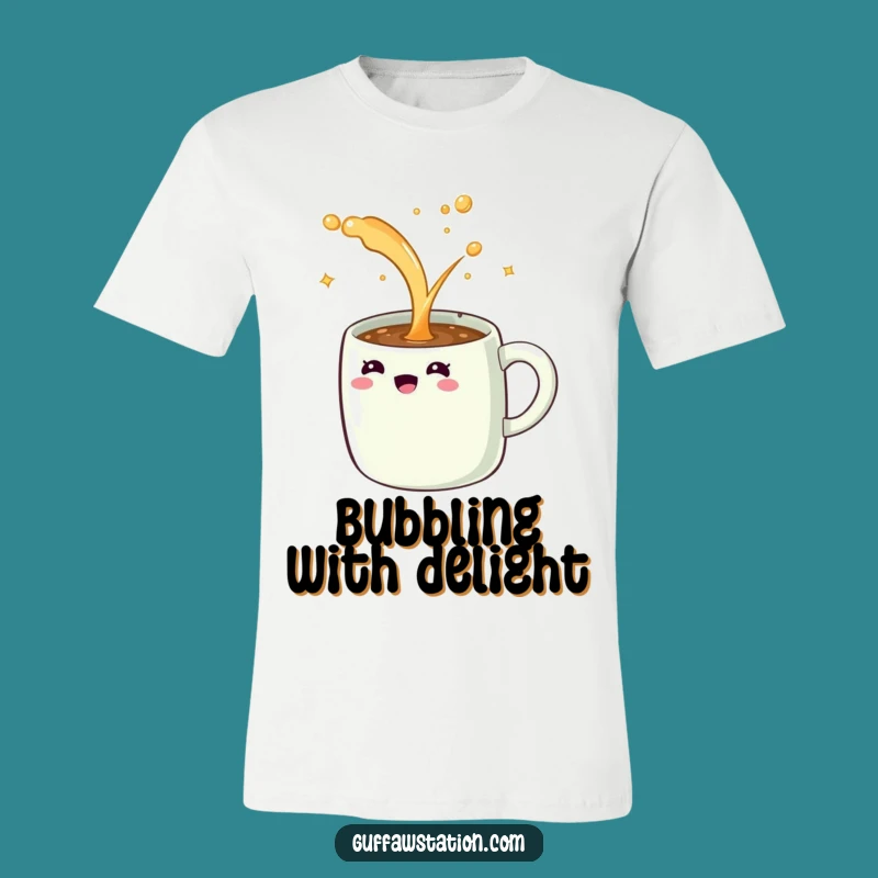 Funny Giggling Mug T-Shirt: Wear Your Joy with This Hilarious Overflowing Design