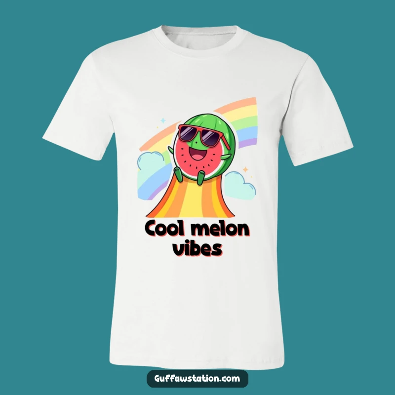 Funny Watermelon Rainbow Slide T-Shirt: Cool Summer Fruit Graphic Tee Gift