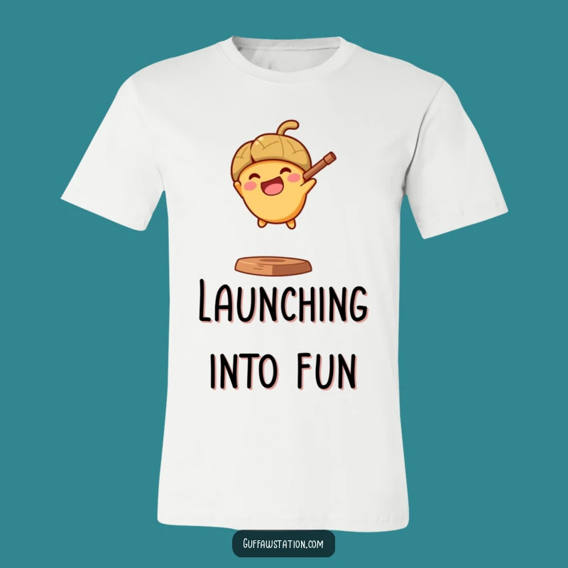 Funny Acorn Slingshot T-Shirt - Bold Cartoon Apparel & Funny Gift